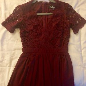 Lulus maroon lace mini dress